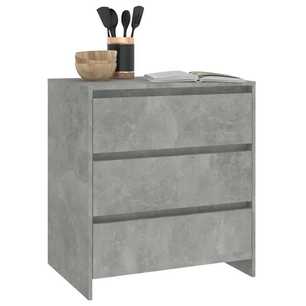Sideboard for Home 70x41x75cm Grey Storage Cabinet with 3 Drawers Engineered Wood