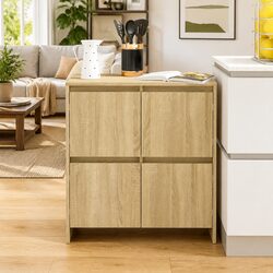 4-Door Minimalist Brown Sideboard Storage Cabinet