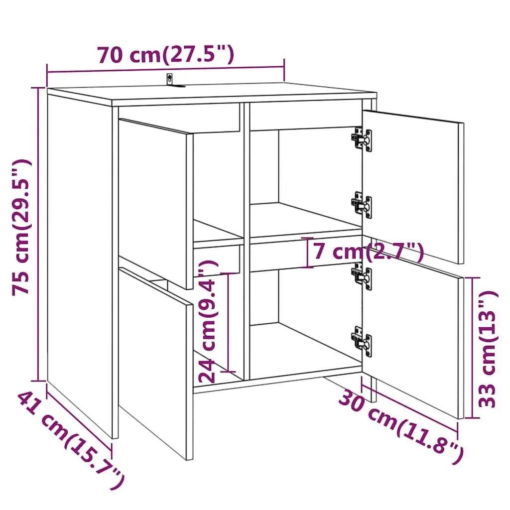 4-Door Minimalist Brown Sideboard Storage Cabinet