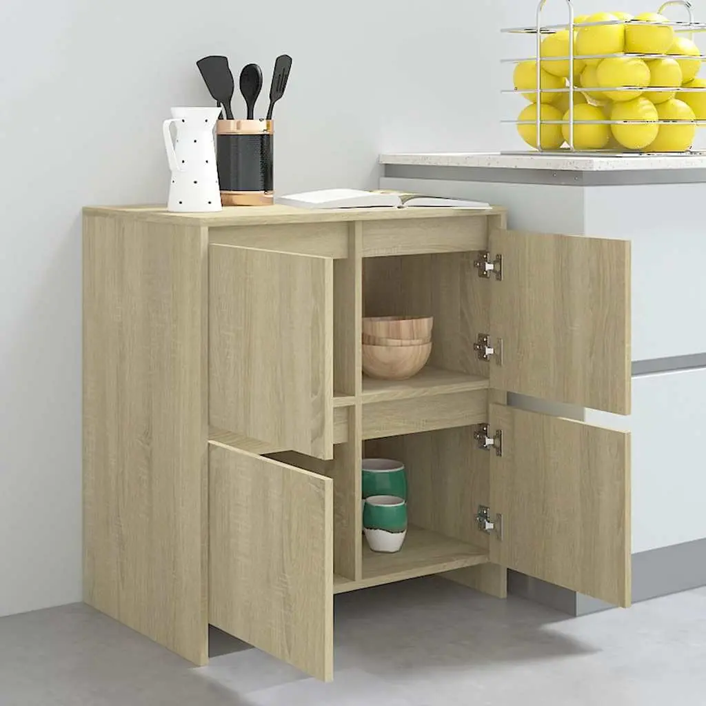 4-Door Minimalist Brown Sideboard Storage Cabinet