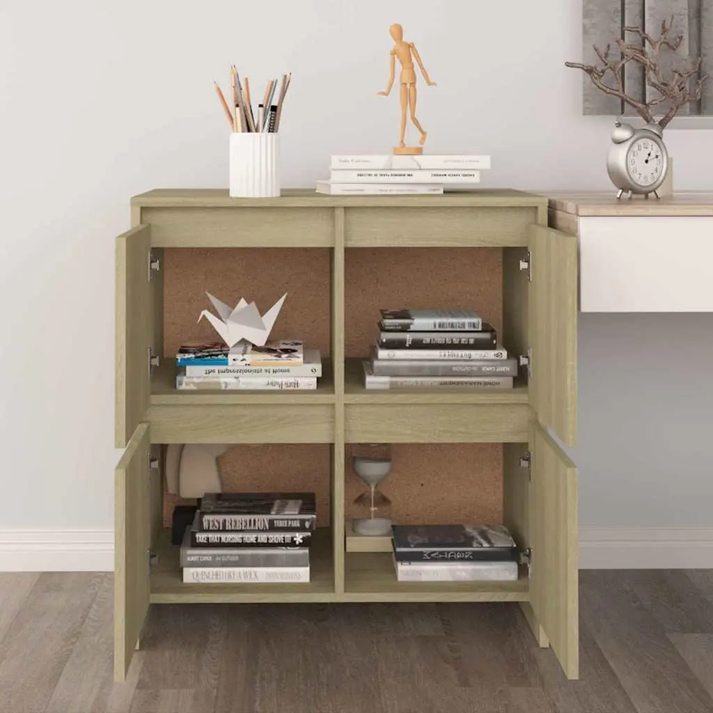 4-Door Minimalist Brown Sideboard Storage Cabinet