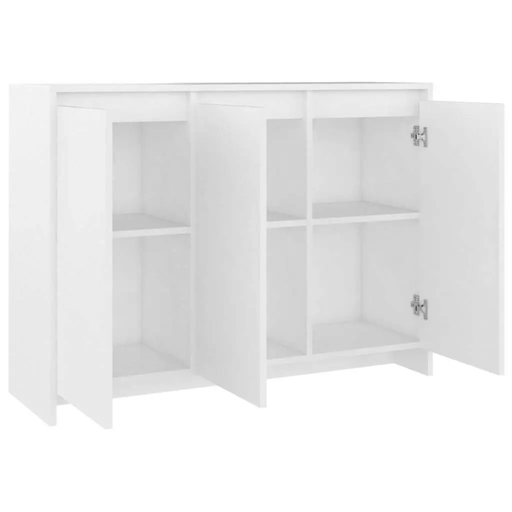 Sideboard White Storage Cabinet 3 Doors Engineered Wood Buffet Display Furniture