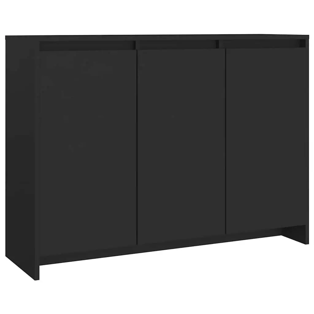 Sideboard Storage Cabinet 3 Door Black Buffet Furniture Engineered Wood Display