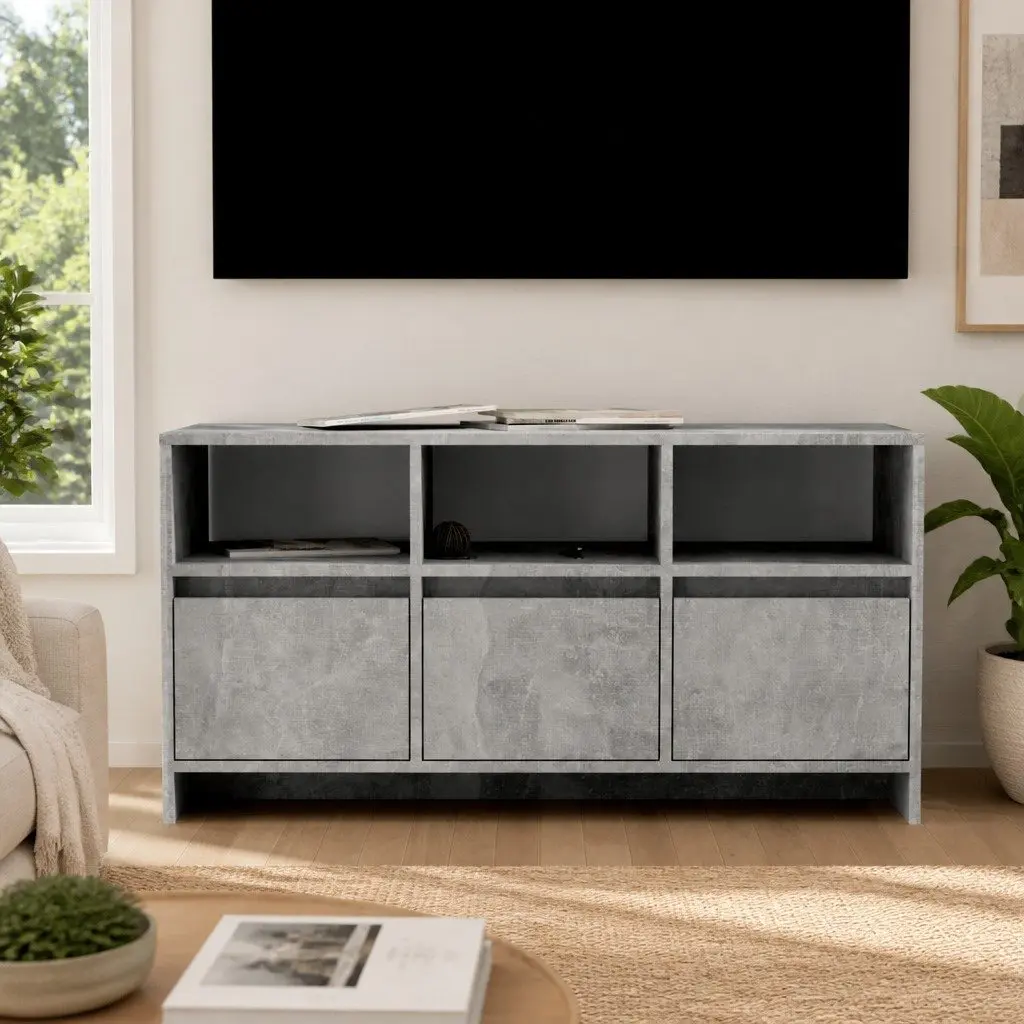 TV Cabinet Living Room Concrete Grey 102 x 37.5 x 52.5 cm 3 Drawers 3 Compartments