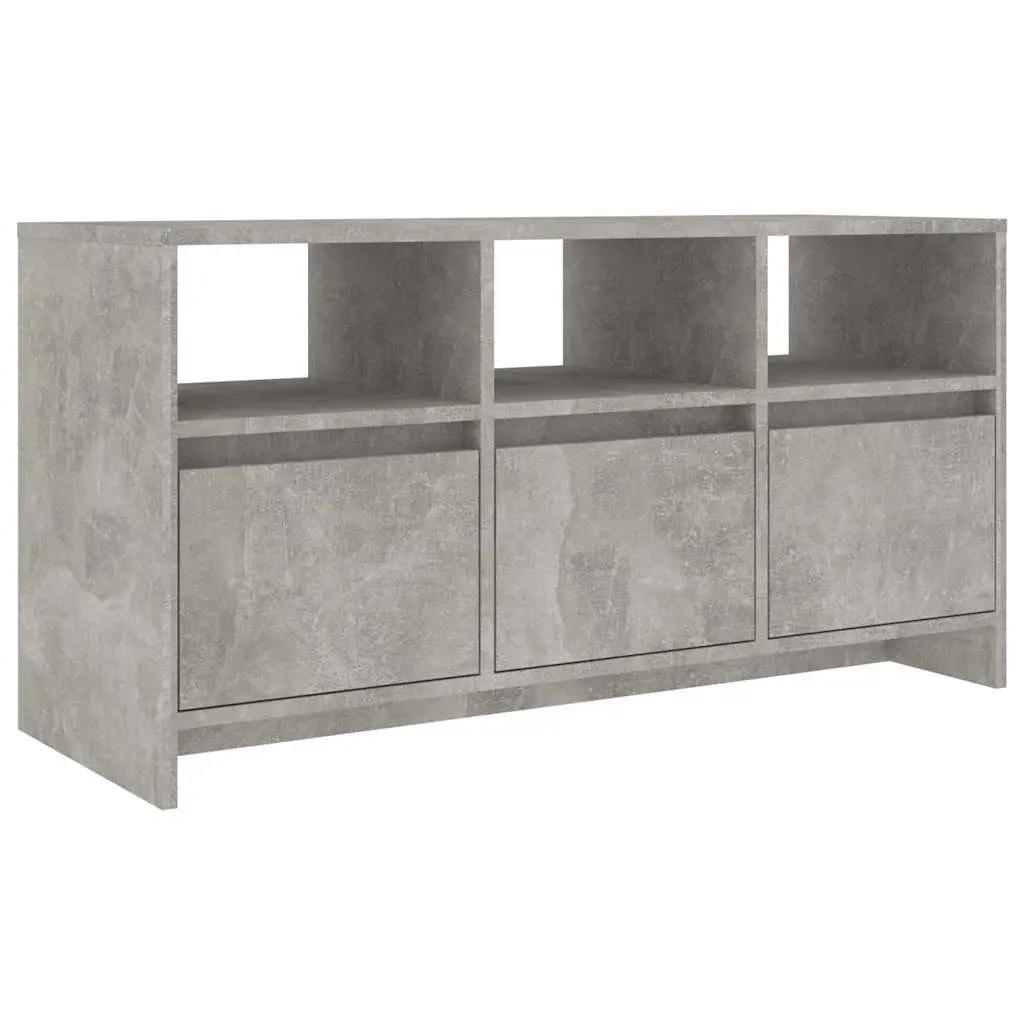 TV Cabinet Living Room Concrete Grey 102 x 37.5 x 52.5 cm 3 Drawers 3 Compartments