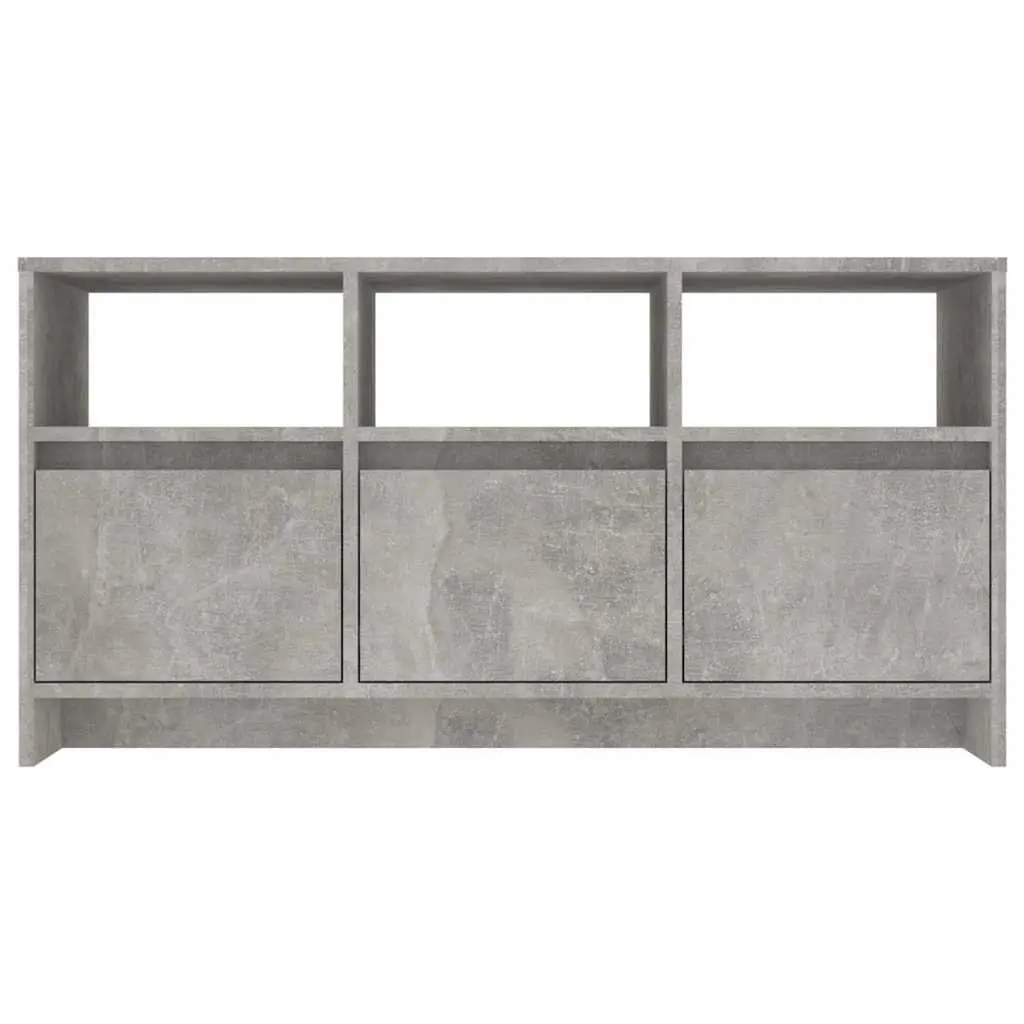 TV Cabinet Living Room Concrete Grey 102 x 37.5 x 52.5 cm 3 Drawers 3 Compartments