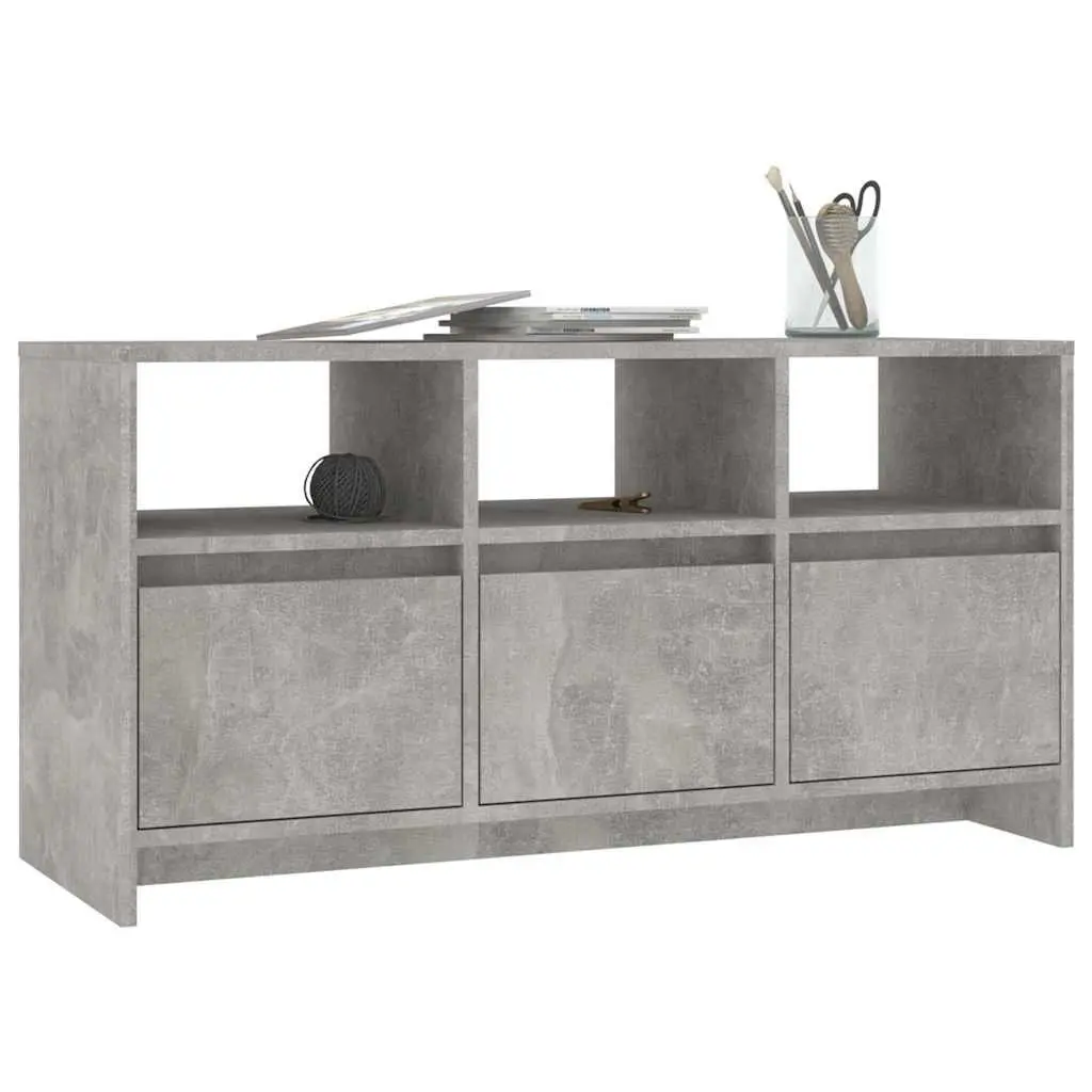 TV Cabinet Living Room Concrete Grey 102 x 37.5 x 52.5 cm 3 Drawers 3 Compartments