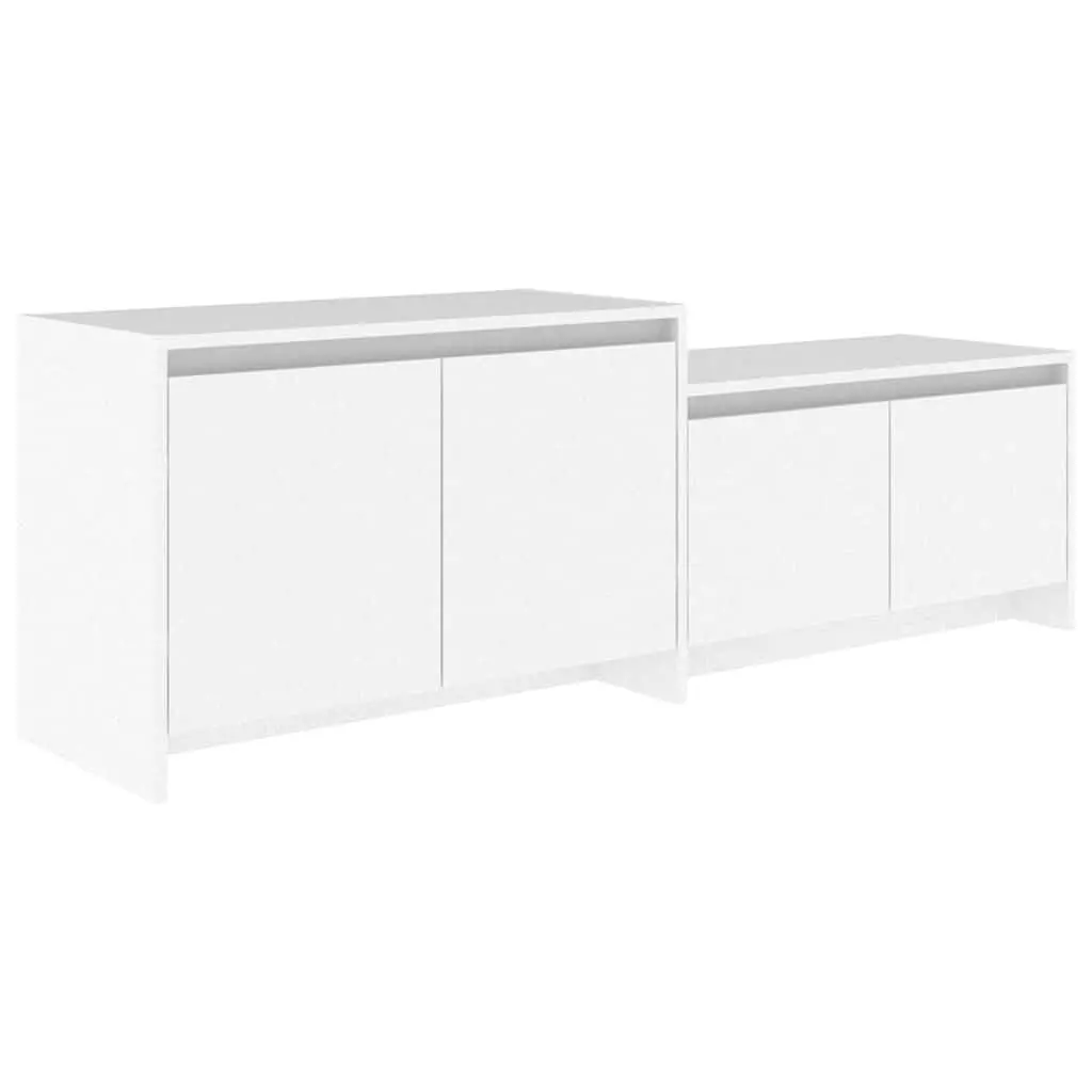 White Lowboard TV Cabinet Storage Unit for Living Room with 4 Doors 1465x350x500mm