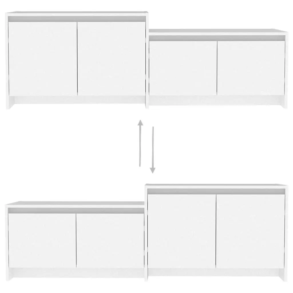 White Lowboard TV Cabinet Storage Unit for Living Room with 4 Doors 1465x350x500mm