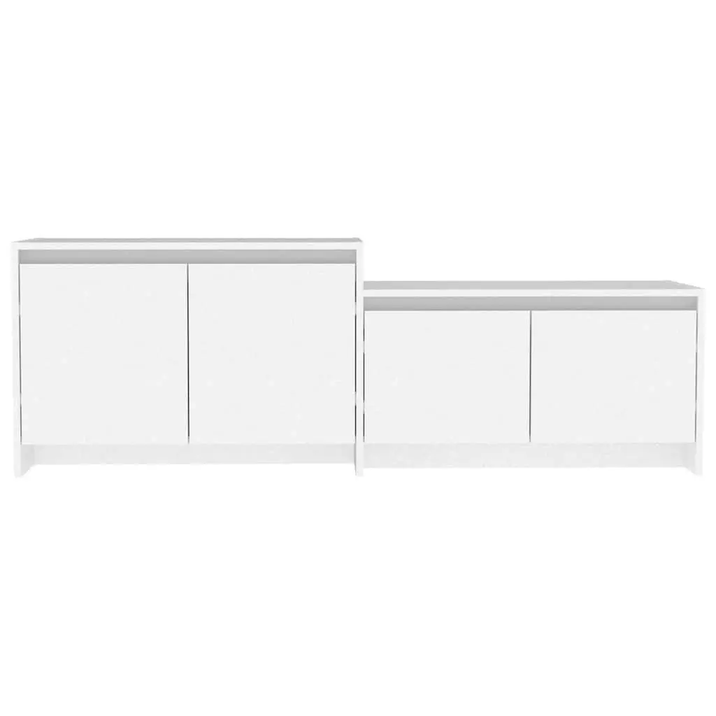 White Lowboard TV Cabinet Storage Unit for Living Room with 4 Doors 1465x350x500mm
