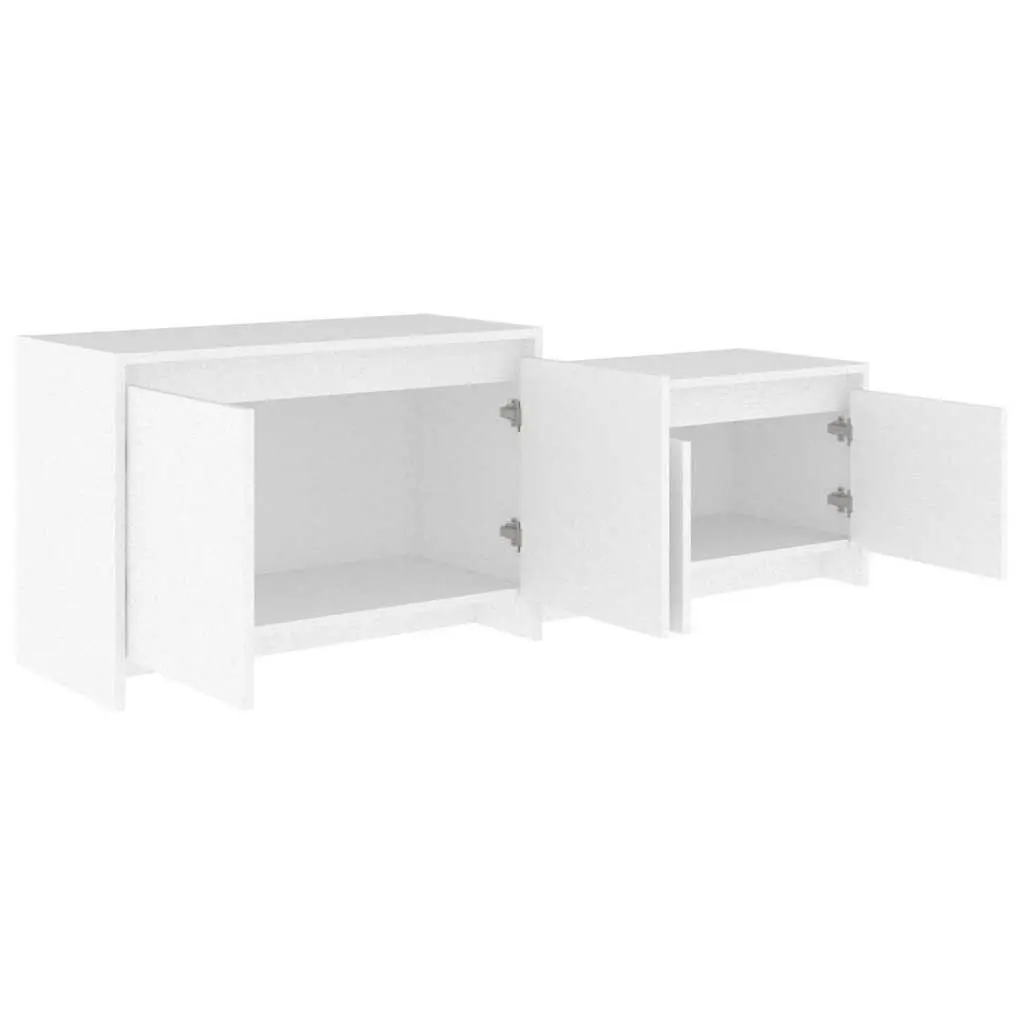 White Lowboard TV Cabinet Storage Unit for Living Room with 4 Doors 1465x350x500mm