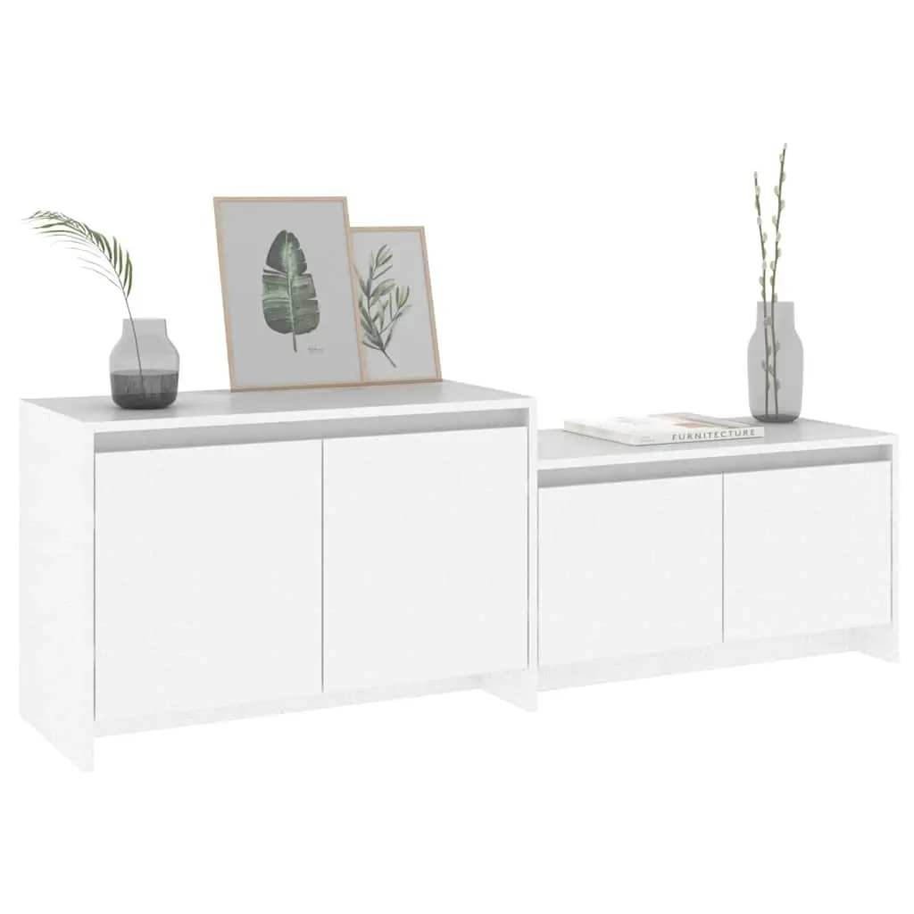 White Lowboard TV Cabinet Storage Unit for Living Room with 4 Doors 1465x350x500mm