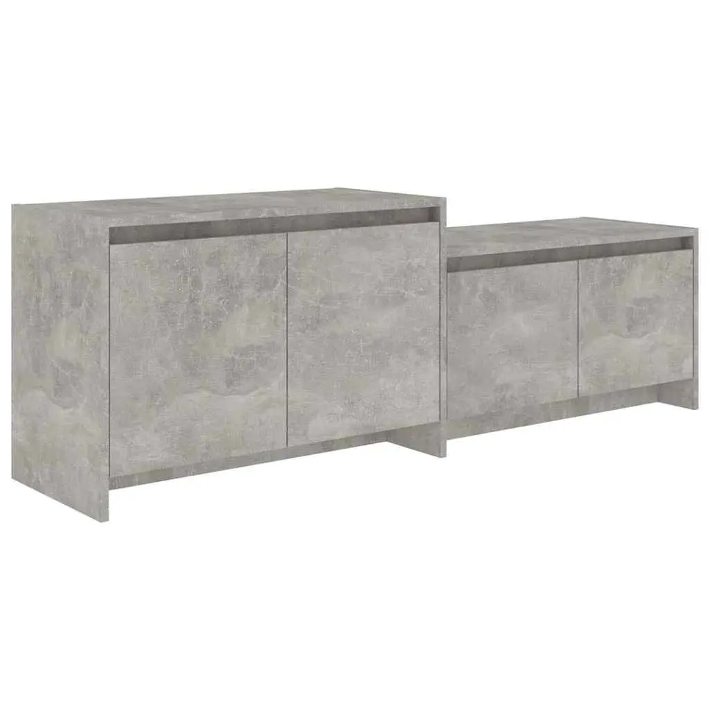 TV Cabinet Living Room Concrete Grey 4 Door Lowboard 1465 x 350 x 500 mm