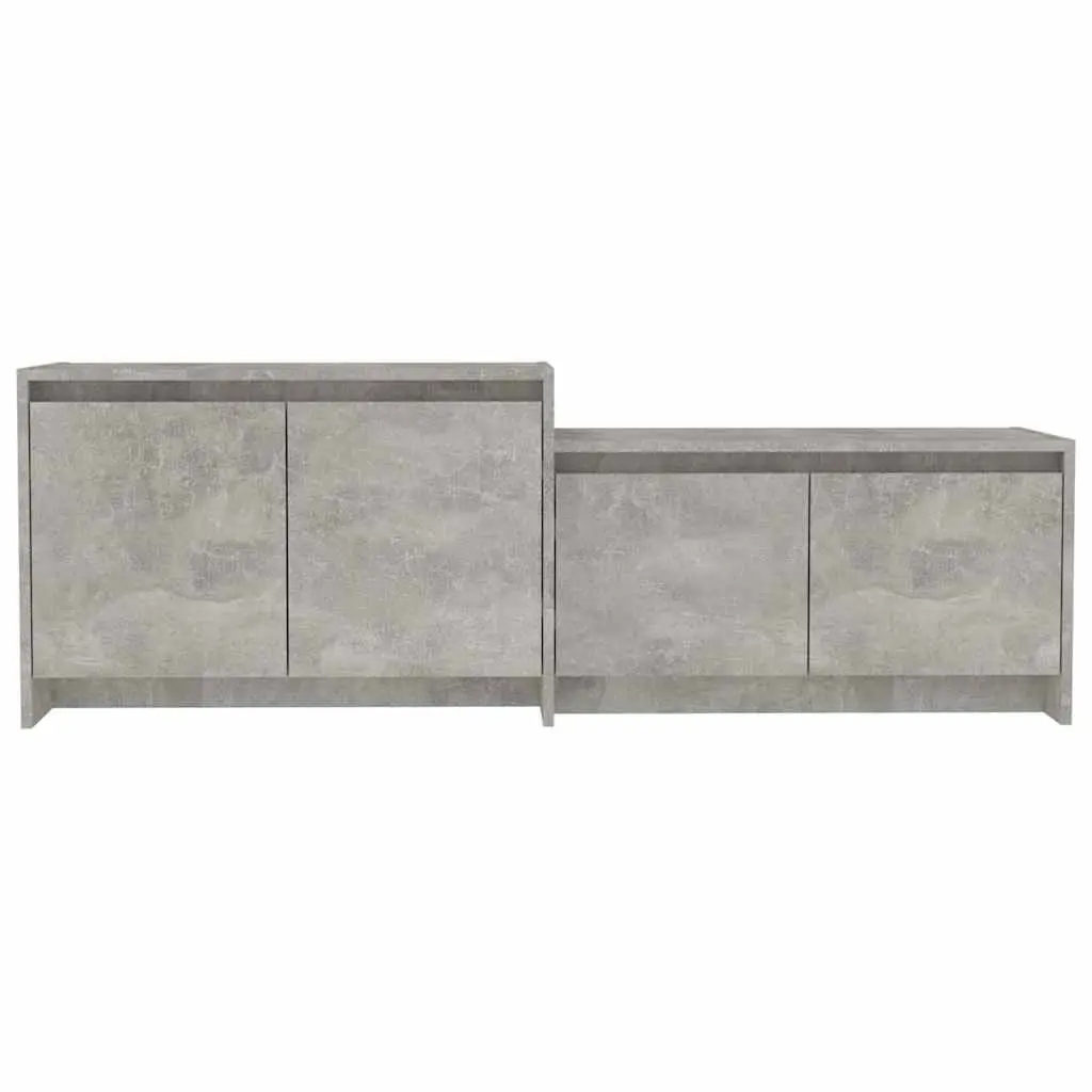 TV Cabinet Living Room Concrete Grey 4 Door Lowboard 1465 x 350 x 500 mm