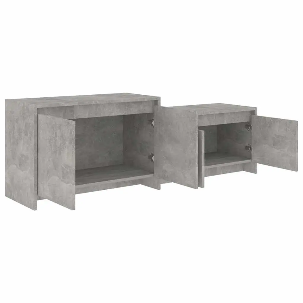 TV Cabinet Living Room Concrete Grey 4 Door Lowboard 1465 x 350 x 500 mm