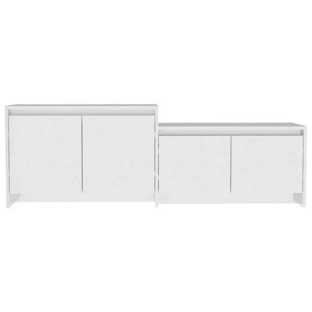 TV Cabinet Living Room 4 Door High Gloss White Storage Unit