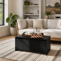 Spacious Black Coffee Table: 90x50x41.5 cm with Drawers