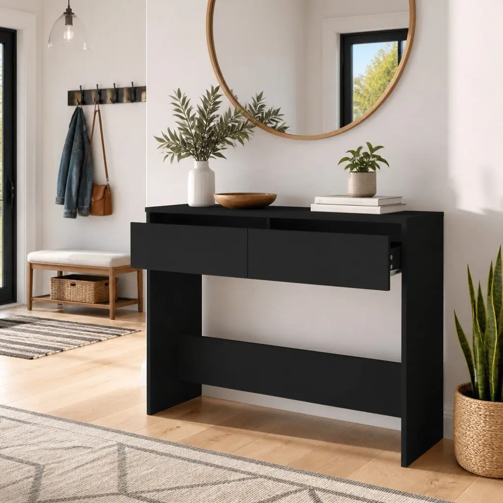 Console Table Hallway Entrance Accent Side Table Black 100 x 35 x 76.5 cm