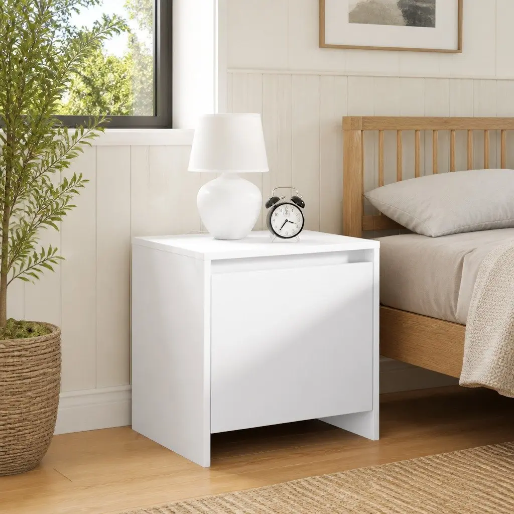 Bedside Cabinet White Engineered Wood Nightstand Storage Bedroom 45cm x 34cm x 44.5cm