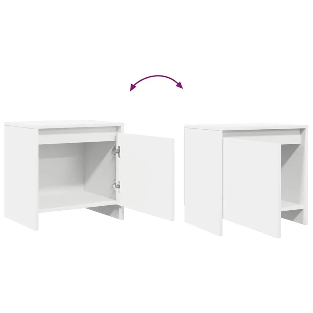 Bedside Cabinet White Engineered Wood Nightstand Storage Bedroom 45cm x 34cm x 44.5cm