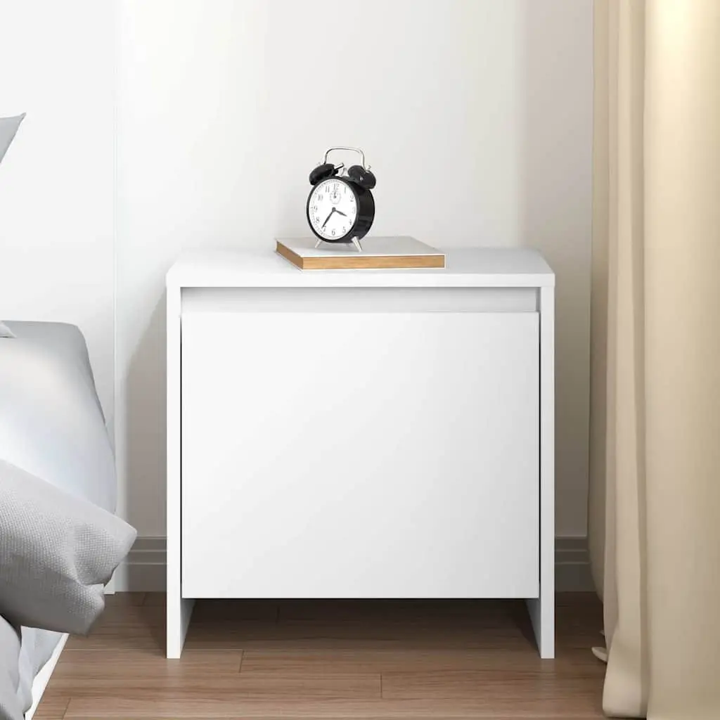 Bedside Cabinet White Engineered Wood Nightstand Storage Bedroom 45cm x 34cm x 44.5cm