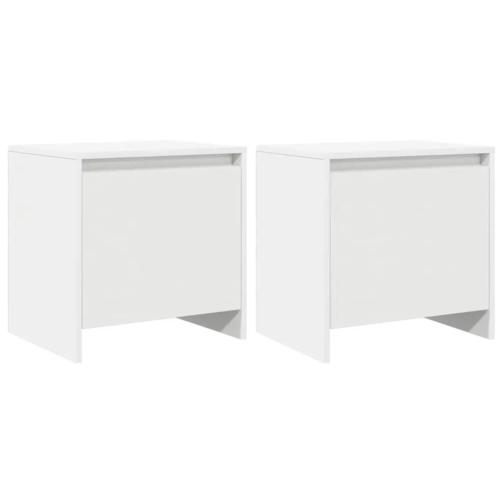 Bedside Cabinet Set 2 pcs White Nightstand Storage Bedside Table Engineered Wood