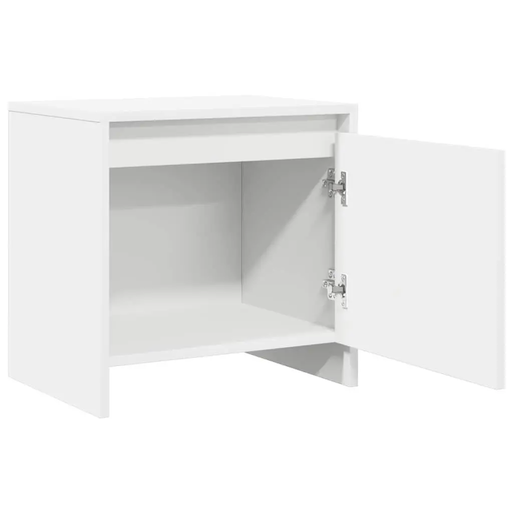 Bedside Cabinet Set 2 pcs White Nightstand Storage Bedside Table Engineered Wood