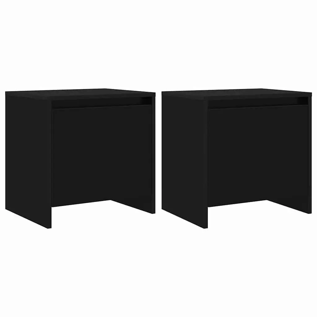 Bedside Cabinet Set 2 pcs Black Nightstand Storage Engineered Wood 45x34x44.5cm