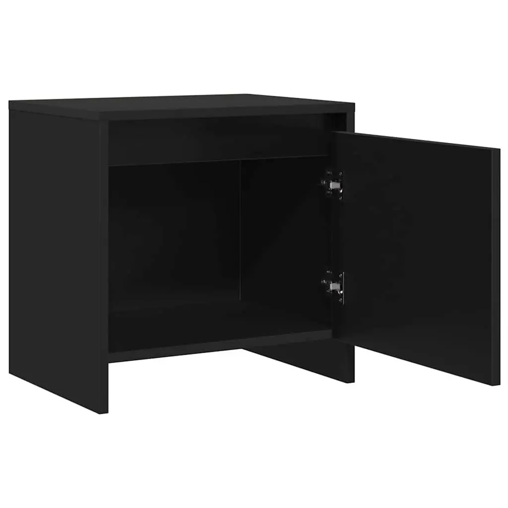 Bedside Cabinet Set 2 pcs Black Nightstand Storage Engineered Wood 45x34x44.5cm
