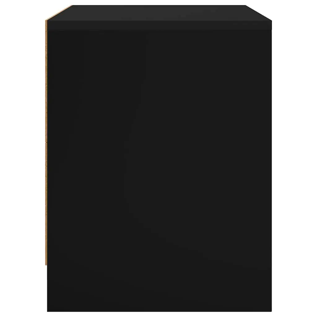 Bedside Cabinet Set 2 pcs Black Nightstand Storage Engineered Wood 45x34x44.5cm