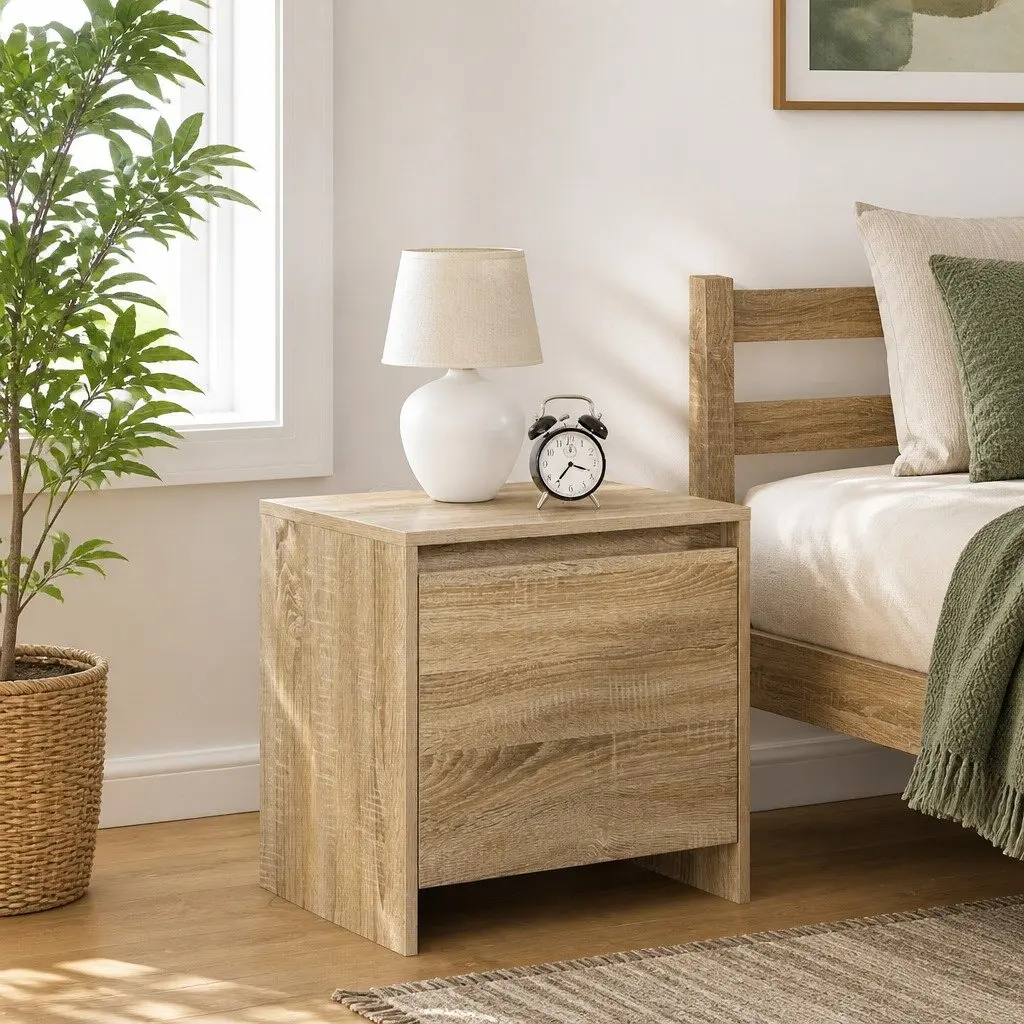 Beige Bedside Cabinet with Storage Door