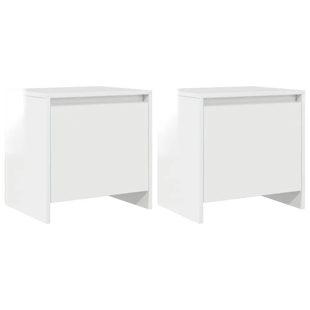 Bedside Cabinet White High Gloss 45x34x44.5 cm Engineered Wood Nightstand