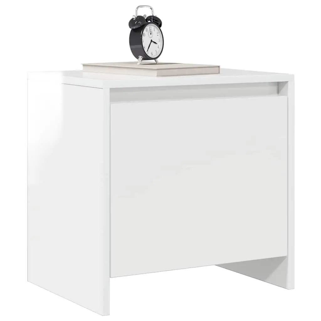 Bedside Cabinet White High Gloss 45x34x44.5 cm Engineered Wood Nightstand