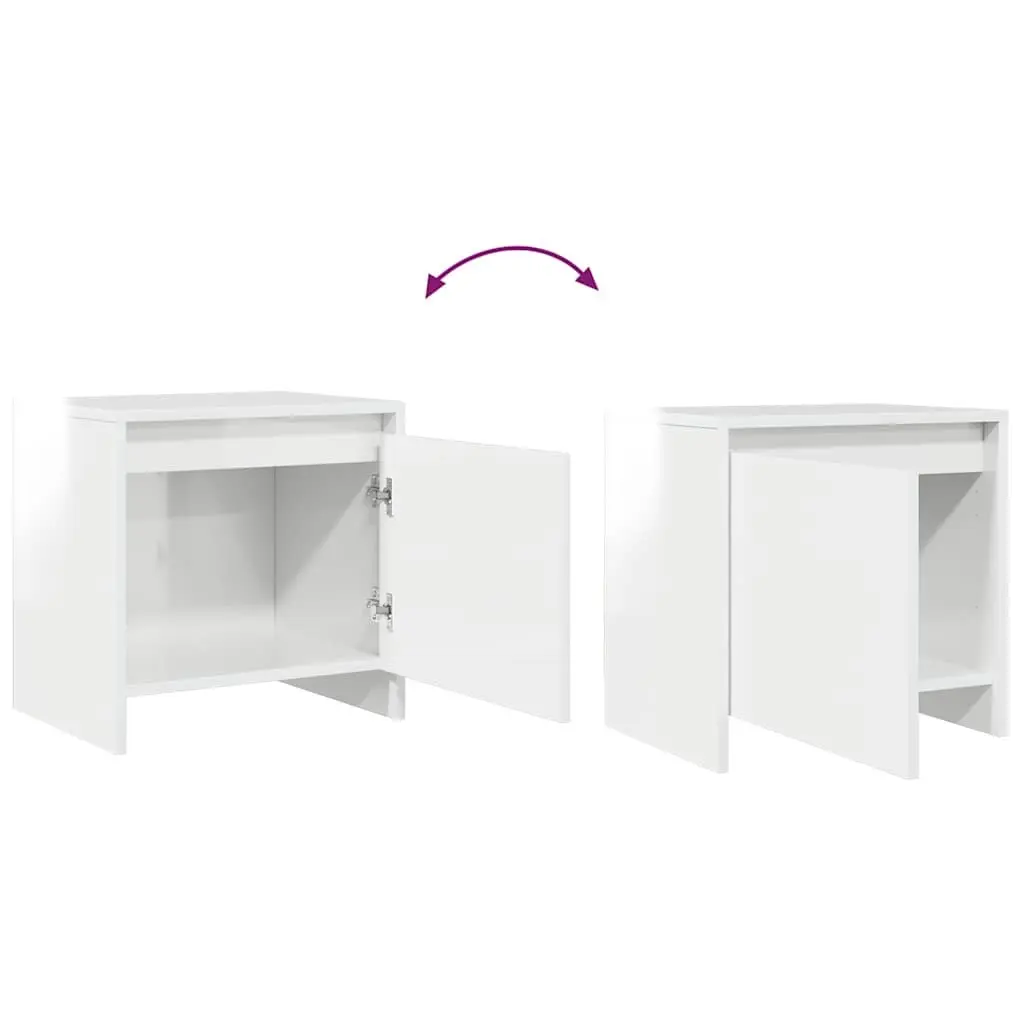 Bedside Cabinet White High Gloss 45x34x44.5 cm Engineered Wood Nightstand