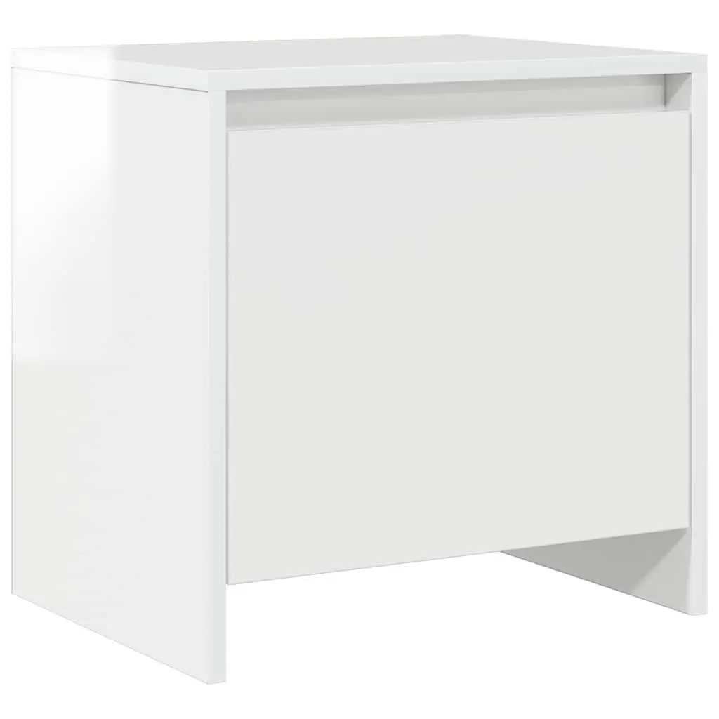 Bedside Cabinet White High Gloss 45x34x44.5 cm Engineered Wood Nightstand