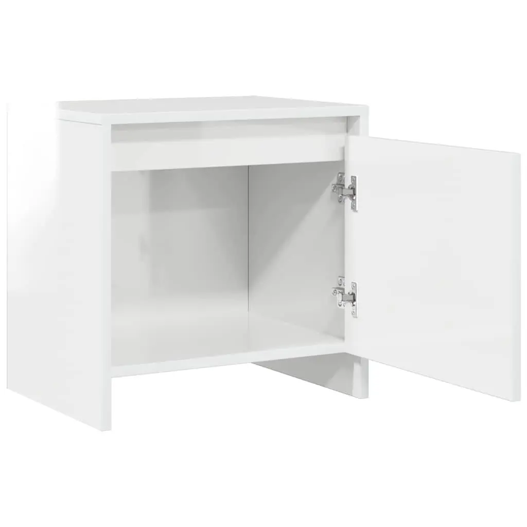 Bedside Cabinet White High Gloss 45x34x44.5 cm Engineered Wood Nightstand