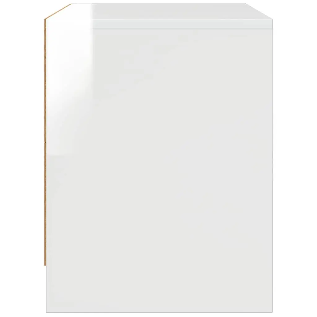 Bedside Cabinet White High Gloss 45x34x44.5 cm Engineered Wood Nightstand