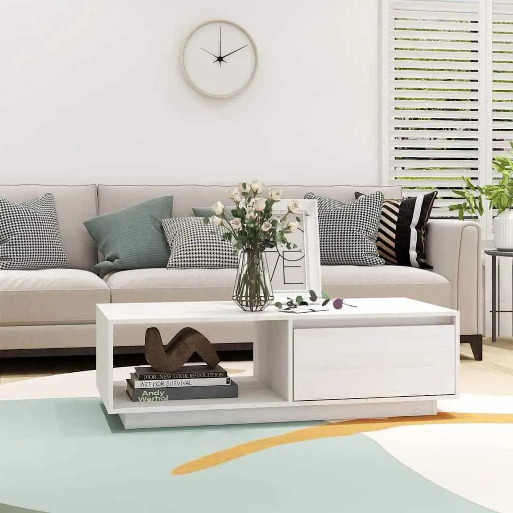 Solid Pinewood Coffee Table in White