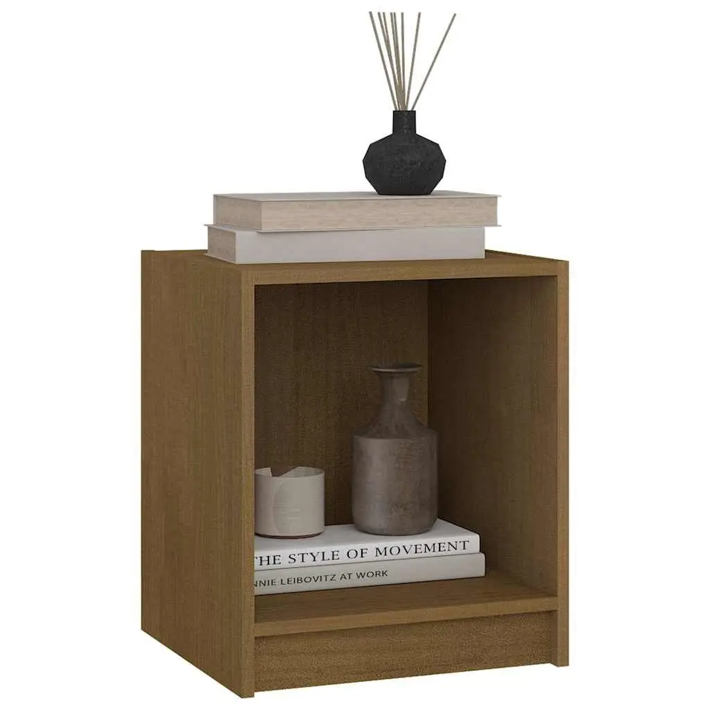 Bedside Cabinets 2 pcs Honey Brown Solid Pinewood Nightstand Storage