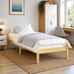 Solid Wood Bed Frame 90x190 cm Brown Single Wooden Bedroom Furniture Slatted
