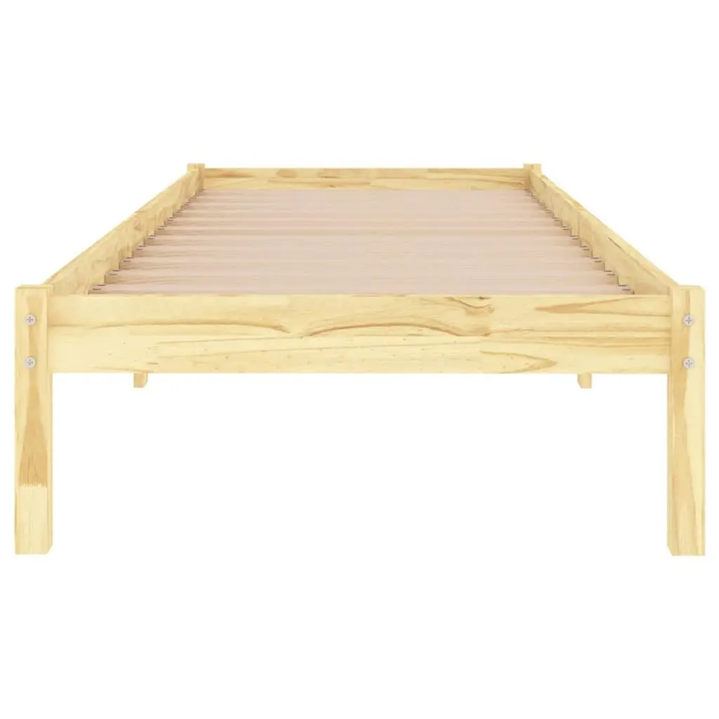 Solid Wood Bed Frame 90x190 cm Brown Single Wooden Bedroom Furniture Slatted