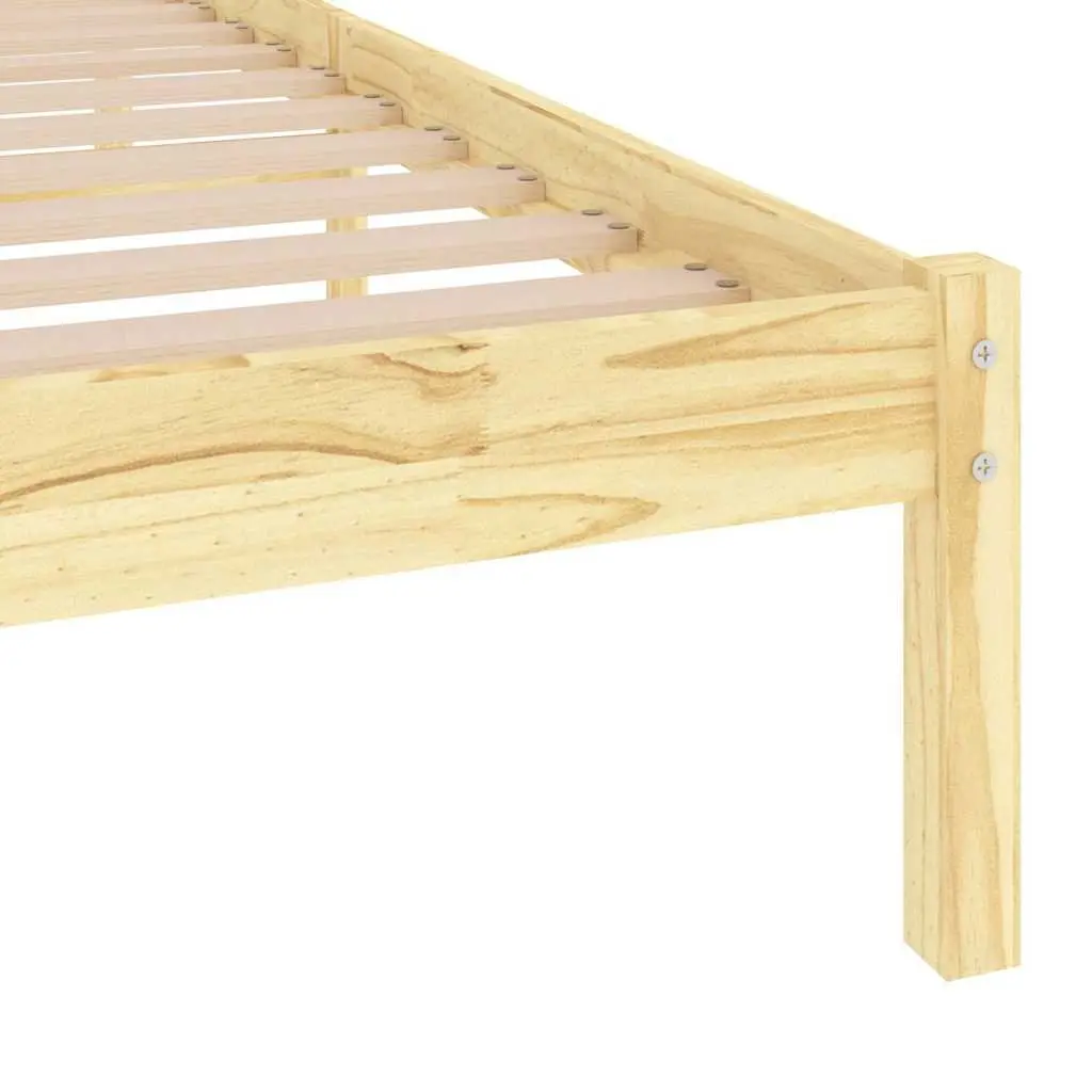 Solid Wood Bed Frame 90x190 cm Brown Single Wooden Bedroom Furniture Slatted