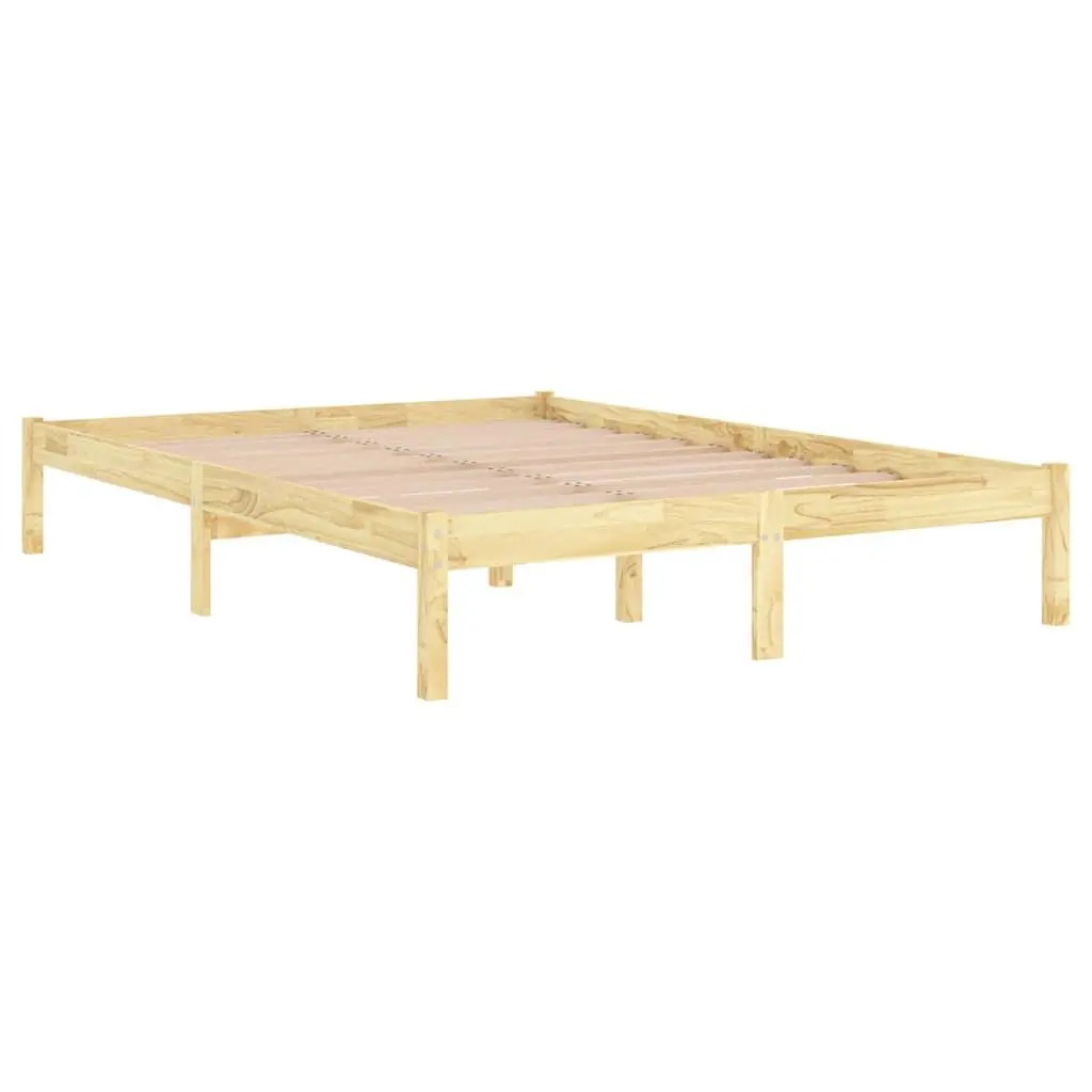 Solid Wood Bed Frame for Bedroom 135x190 cm Brown
