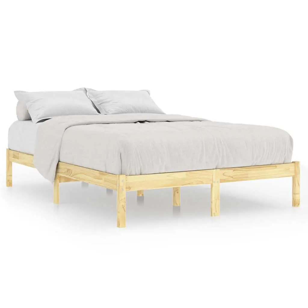 Solid Wood Bed Frame 150x200 cm Brown Bedroom Furniture Slatted Base