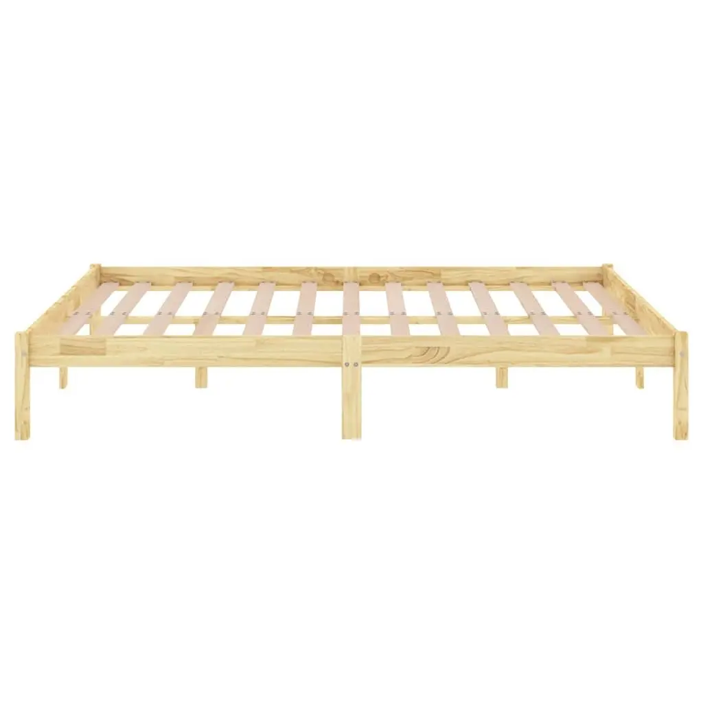 Solid Wood Bed Frame 150x200 cm Brown Bedroom Furniture Slatted Base