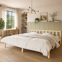 Solid Wood Bed Frame King Size 183x203cm Brown Bedroom Furniture Wooden Base