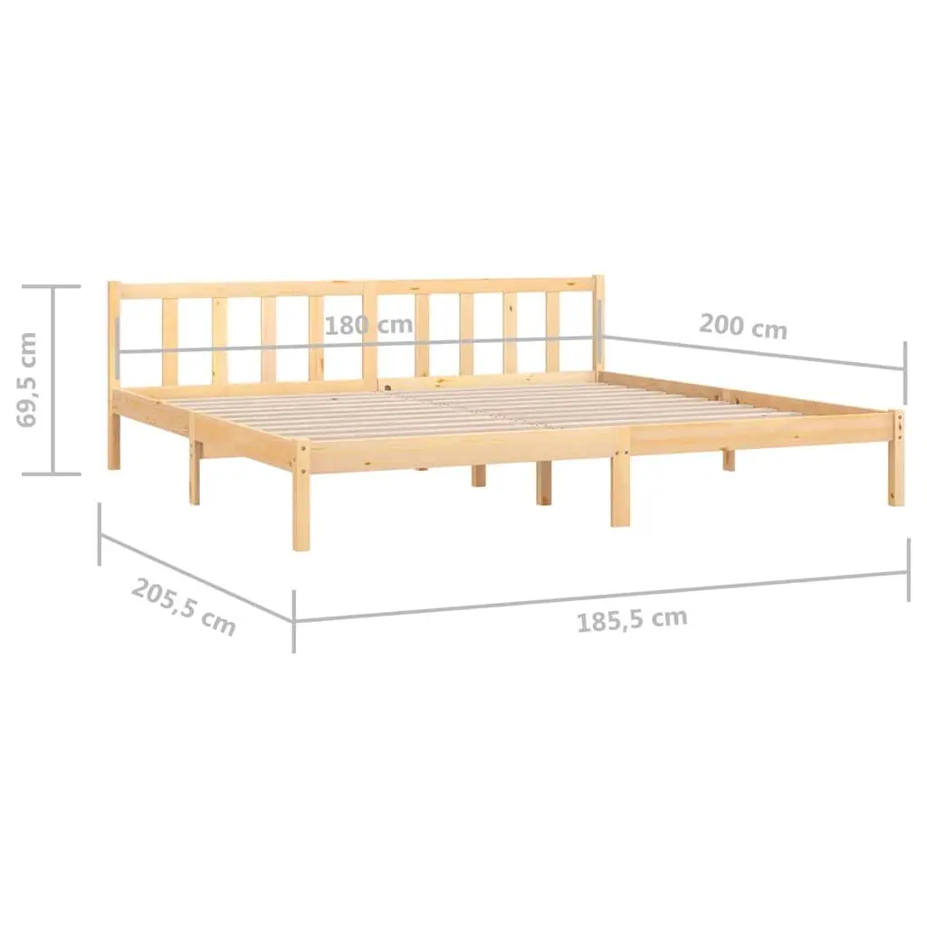 Solid Wood Bed Frame King Size 183x203cm Brown Bedroom Furniture Wooden Base