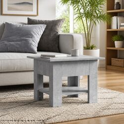 Coffee Table 55x55x42cm Grey with Storage Shelf