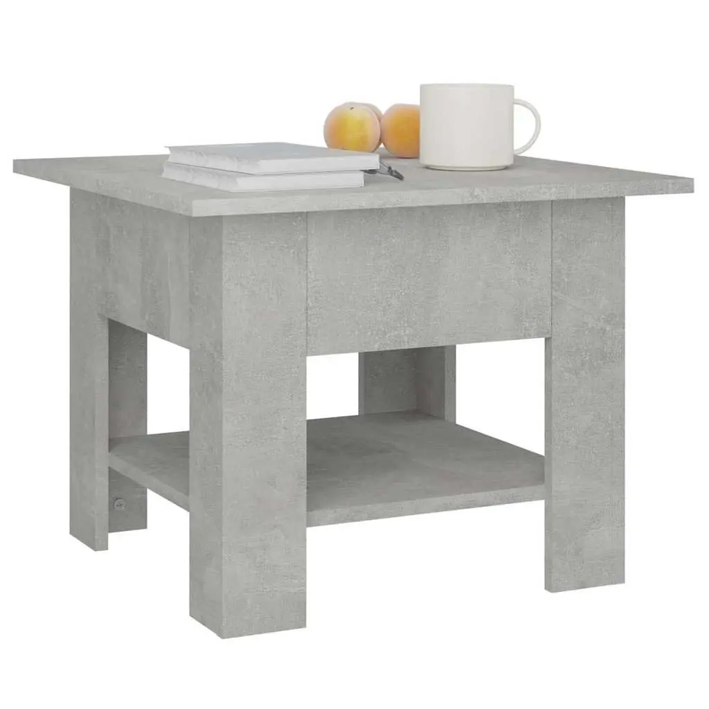 Coffee Table 55x55x42cm Grey with Storage Shelf