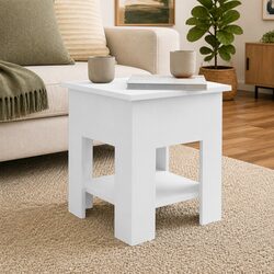 Specs for White Coffee Table with Storage Shelf: 40x40x42cm